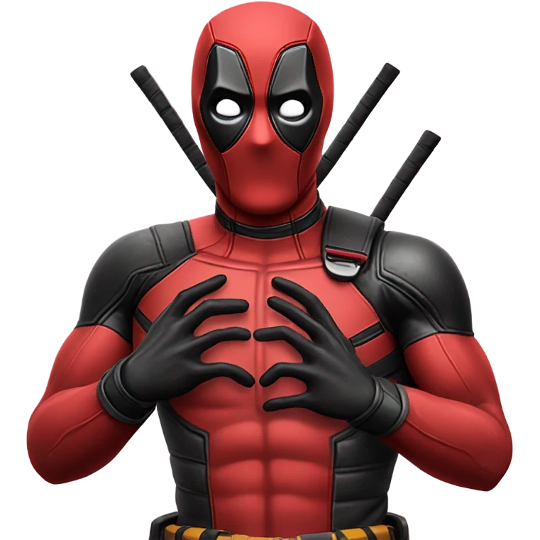 dead pool emoji doing the heart with the hands emoji