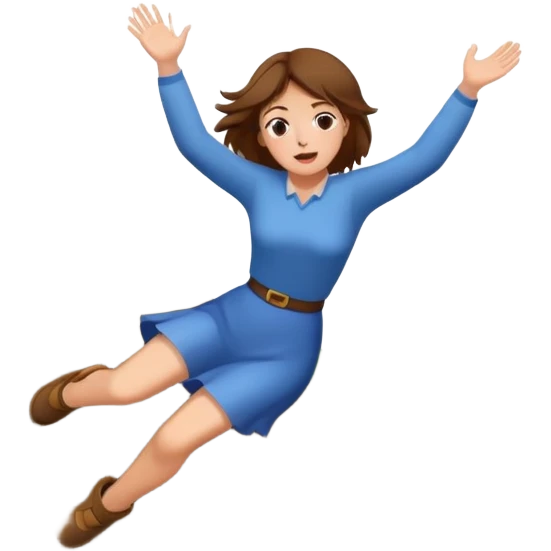 Woman falling off a cliff holding on for dear life emoji