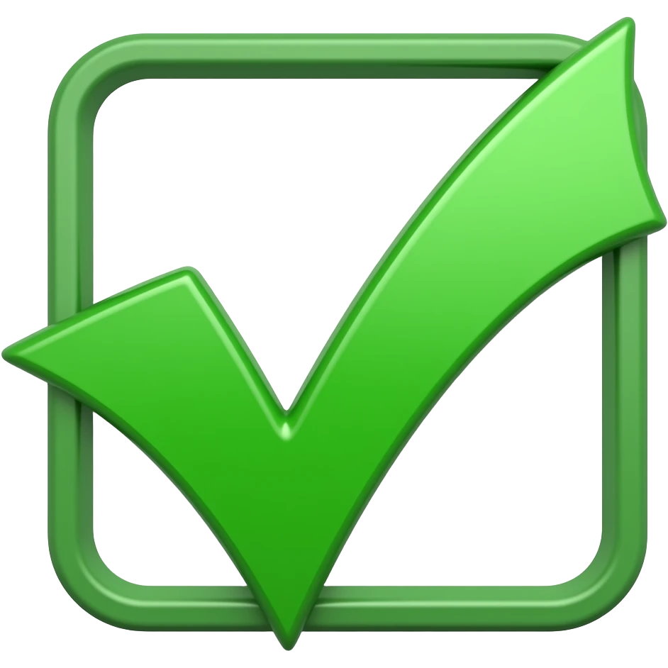 Un signo de palomita de color verde emoji