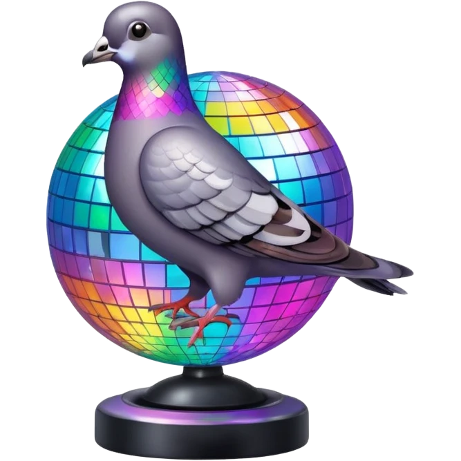 Pigeon on disco ball emoji