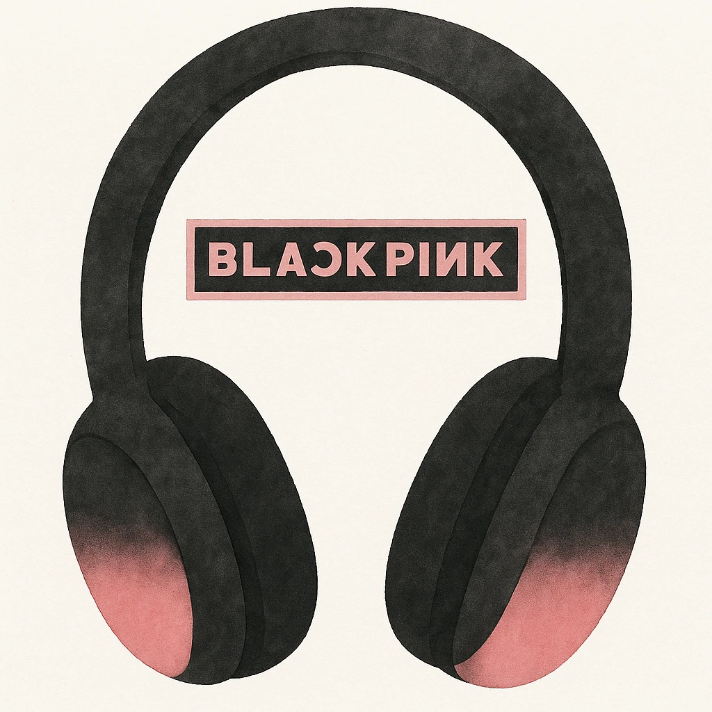 Add the BLACKPINK logo to the object, keep the style consistent with the original image. emoji