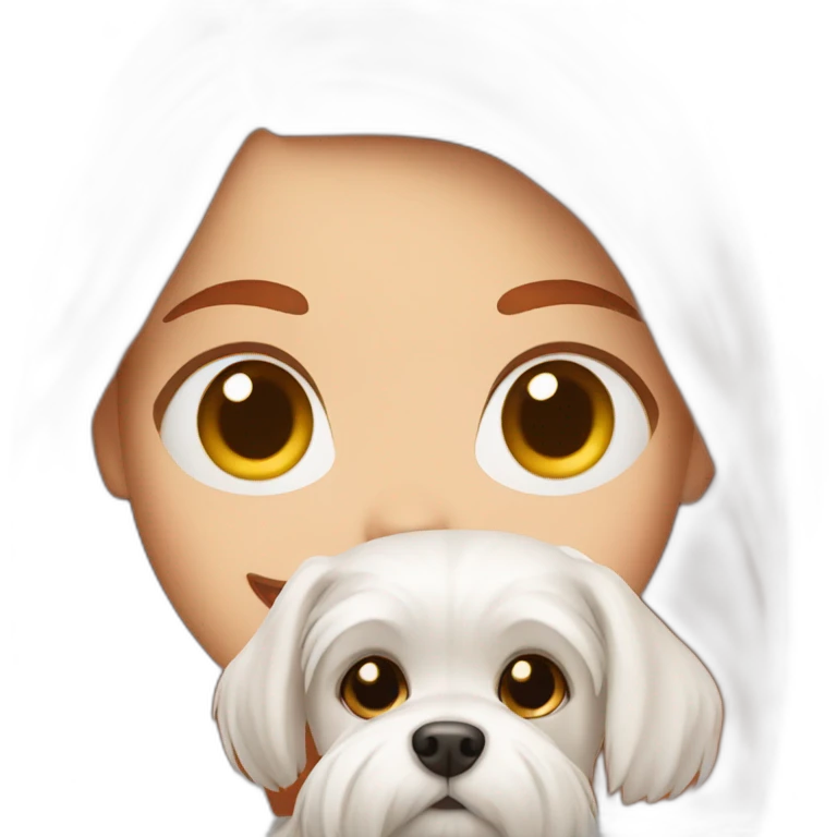 Red-haired girl with Maltese dog emoji
