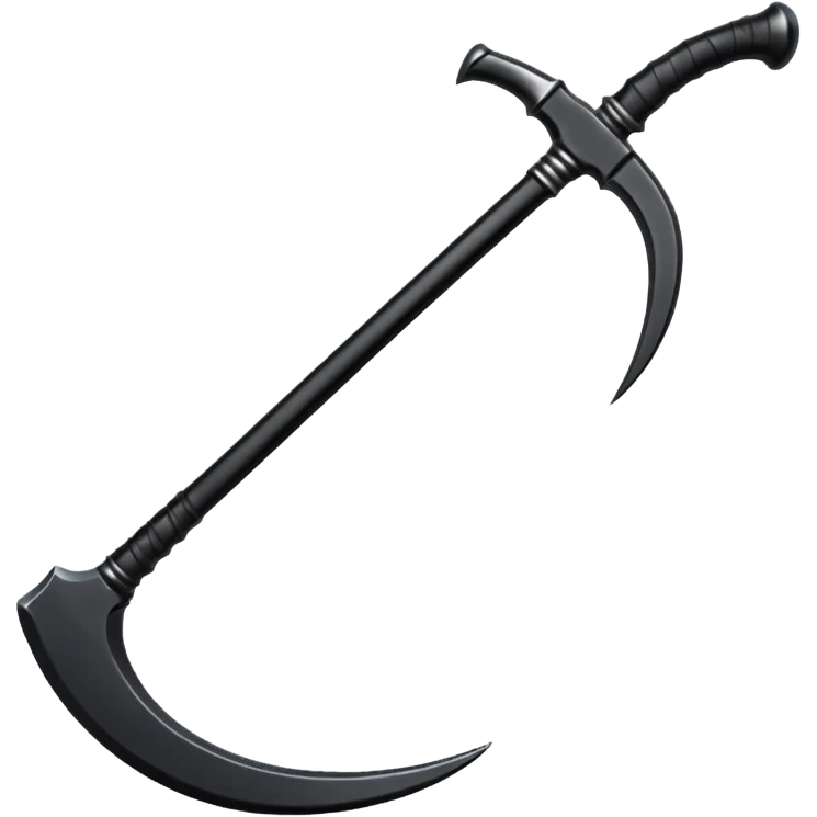 The scythe of the God of Death, a symbol of death, is long and straight, entirely in deep black. emoji