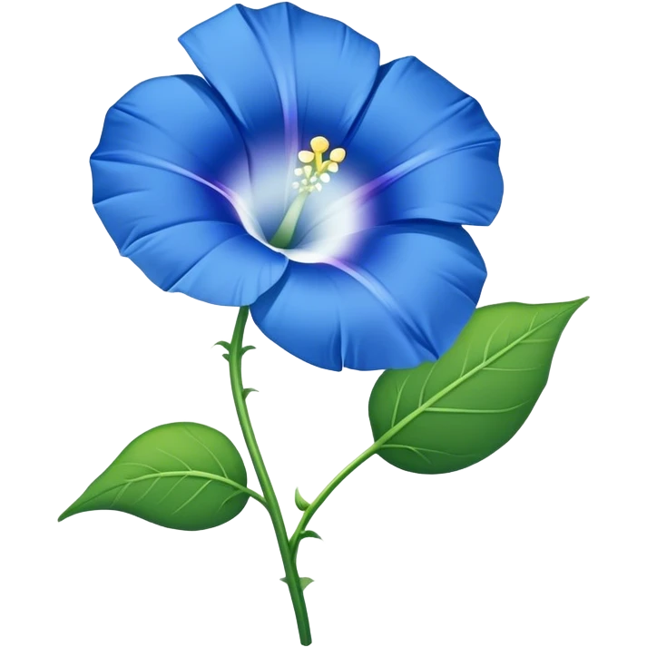 single blue Morning Glorysuper, stem emoji