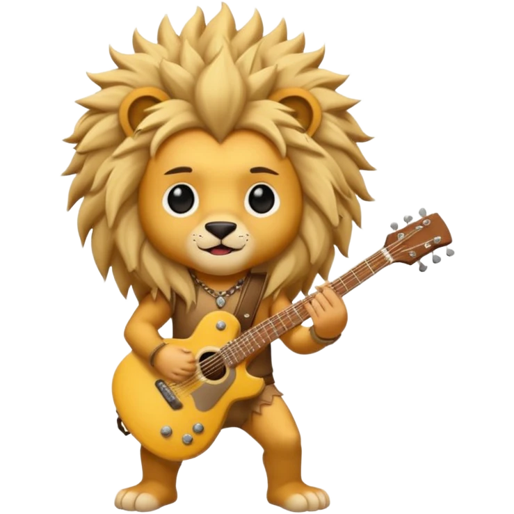 guitar rock baby, lion head emoji