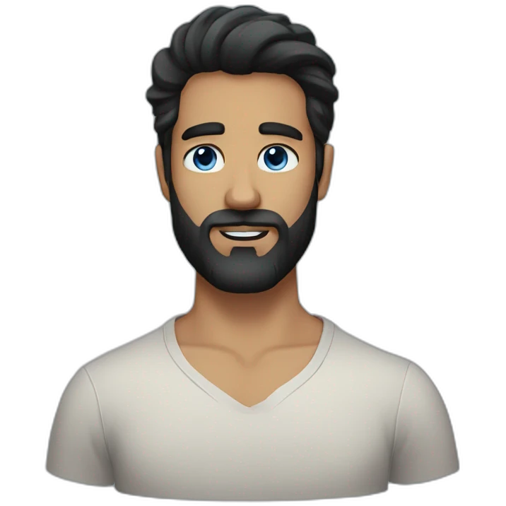beard man black hair blue eyes face emoji