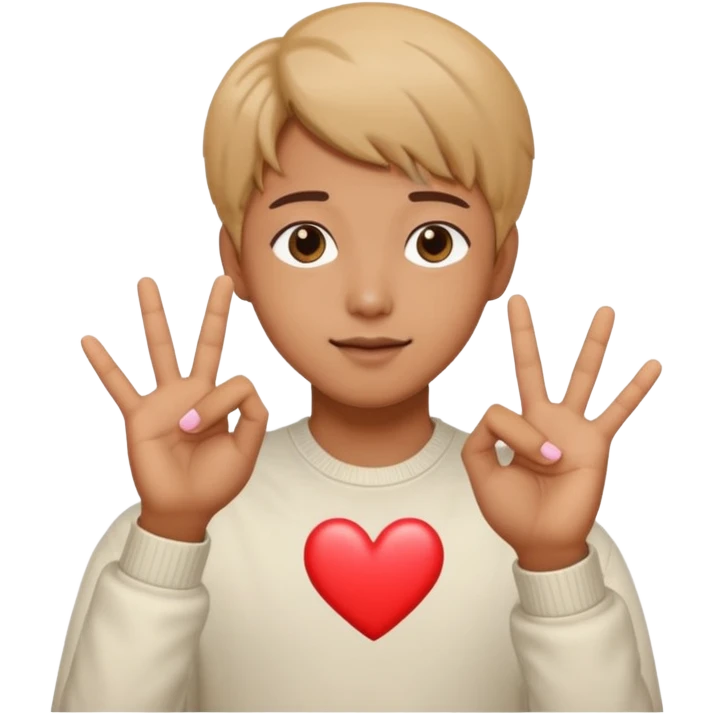 Bts hand pose and heart place mid of fingers emoji