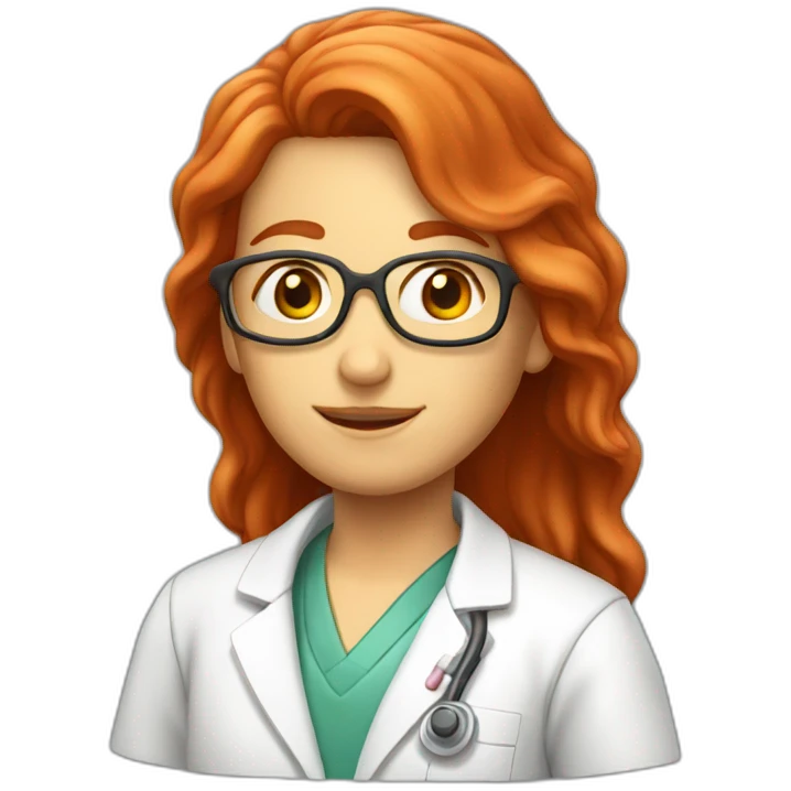 long red haired scientist with labcoat female emoji