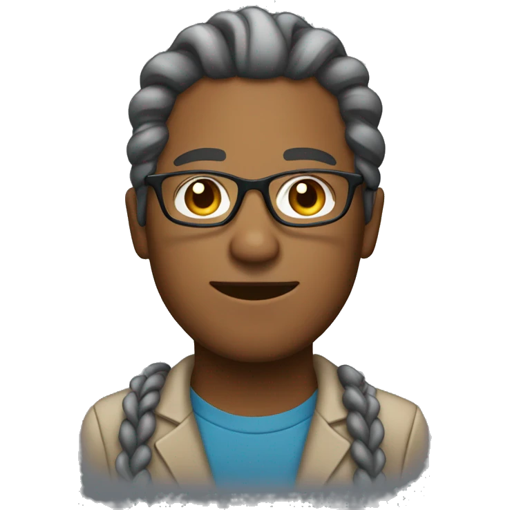 Light Brown man with gray braids with glasses emoji