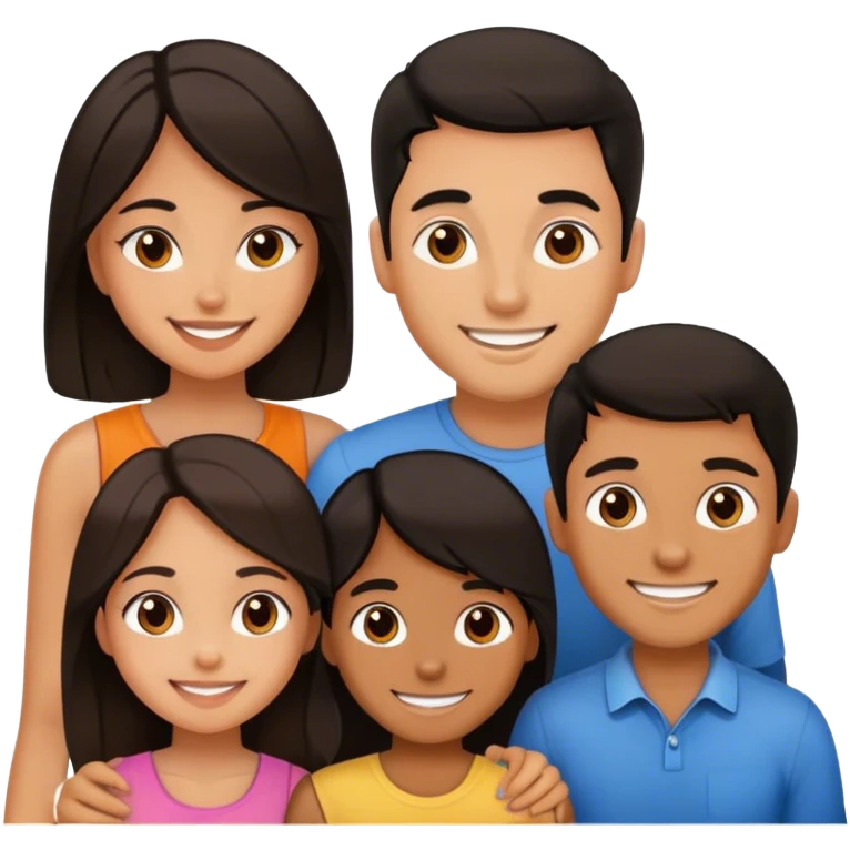 group portrait with smiling girl, man with dark hair emoji