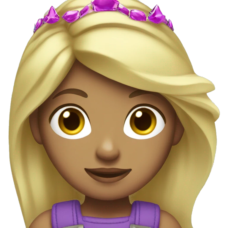 Girl with blonde hair, purple overalls, red shoes and a green tiara emoji