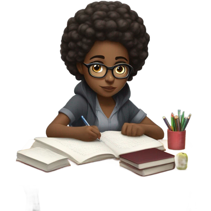 Black girl Studying  emoji
