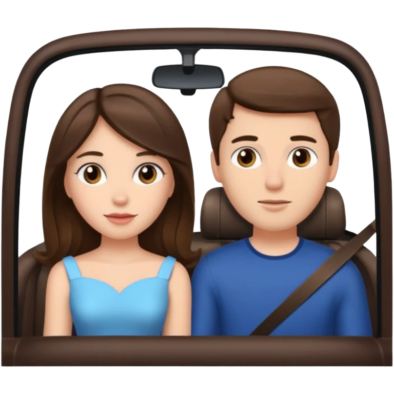 Passenger princess in car with brunette hair boyfriend emoji