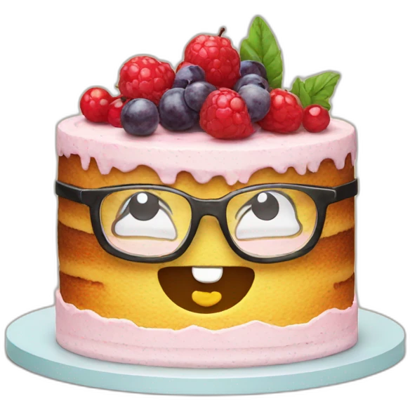 Cake with glasses emoji