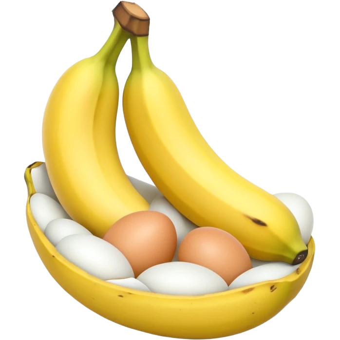 A banana standing between two eggs emoji