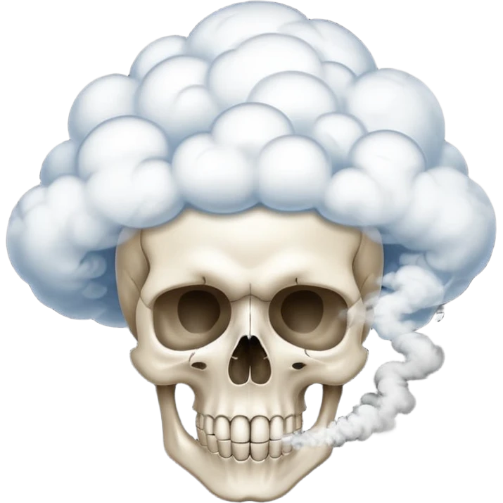 Make a skull emoji whose head is blasted off and smoke is 💀🤯💨coming from its head from inside and the  emoji
