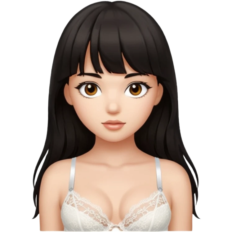 Victoria secret angel girl with bangs and long dark hair emoji