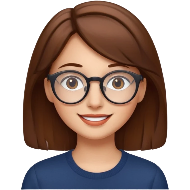 brown hair woman with round glasses emoji