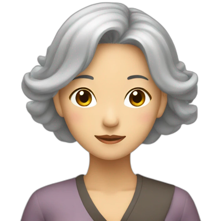 Chinese lady with gray hair doing yuga move emoji