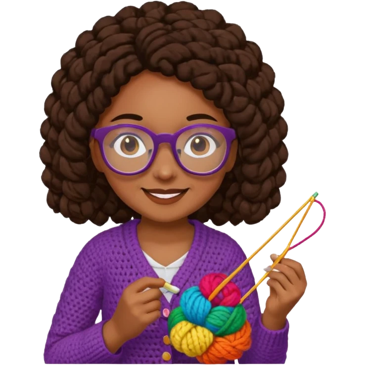 A light dark skinned girl crocheting  emoji
