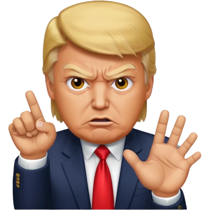 donald trump is angry. and he shows it with hand emoji