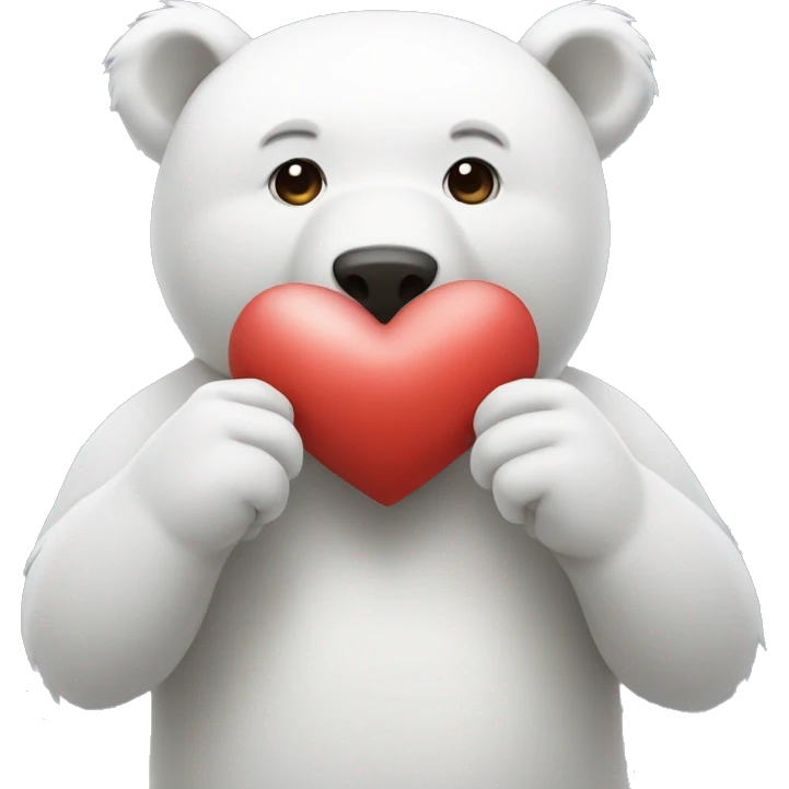white bear hold heart with it's both hands emoji