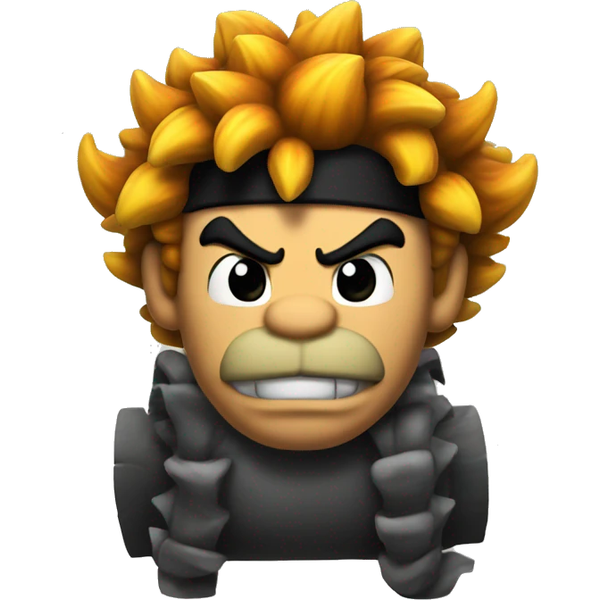 Bowser with curly long black hair emoji