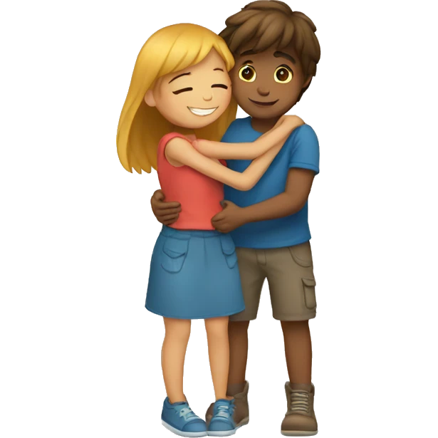 A girl and boy hugging  emoji