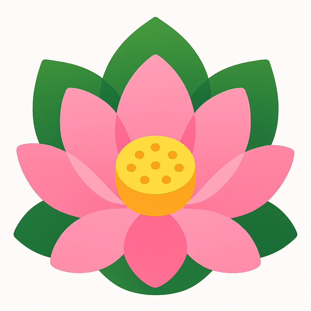 Simplify the pink lotus flower by reducing the number of petals, in a style resembling emoji style with simple shapes and colors. emoji