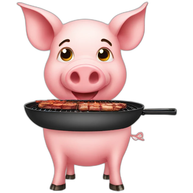 Pig doing bbq emoji