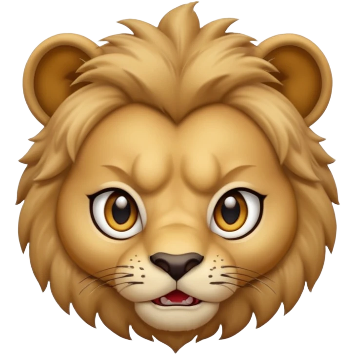 Cute small funny angry face lion emoji