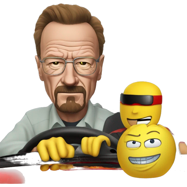 Walter White on top of Lightning McQueen emoji