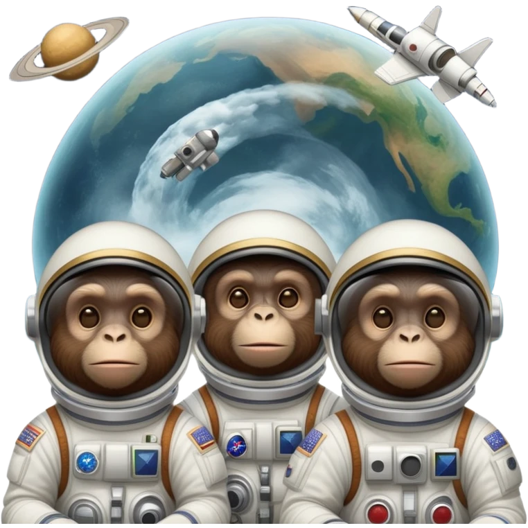 multiple apes traveling in space, smoking weed emoji