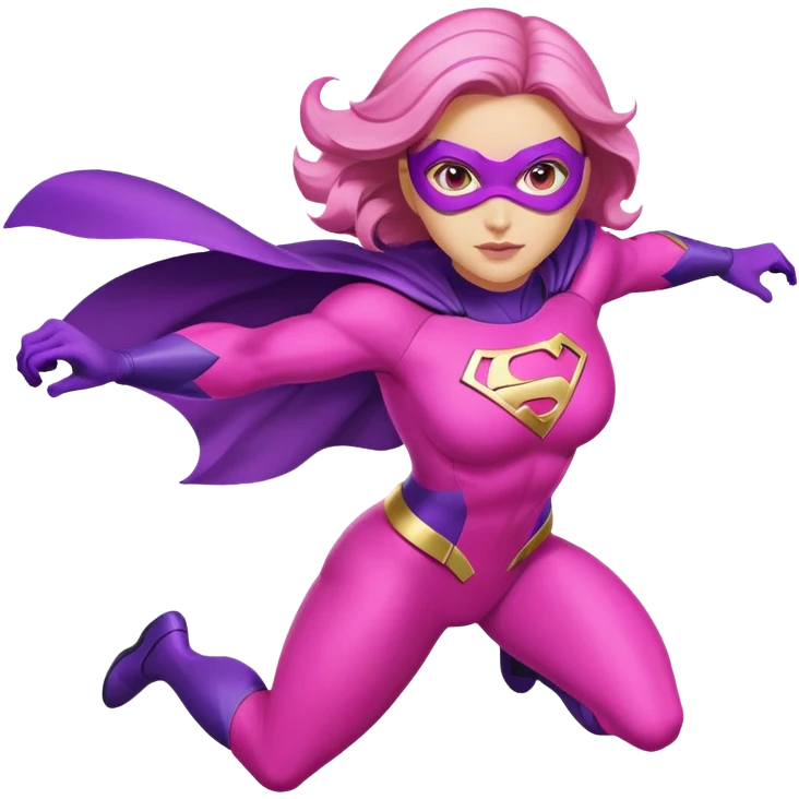pink violet woman superhero flying emoji