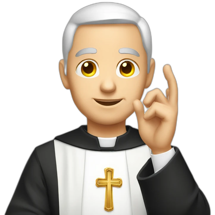 White Catholic Priest doing phone hand symbol emoji