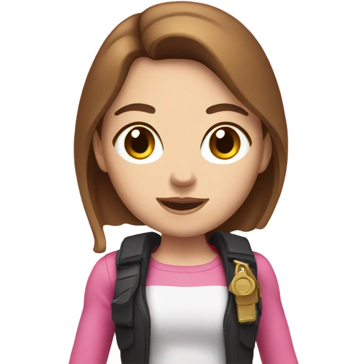 white girl with brown hair holding a pink gun  emoji