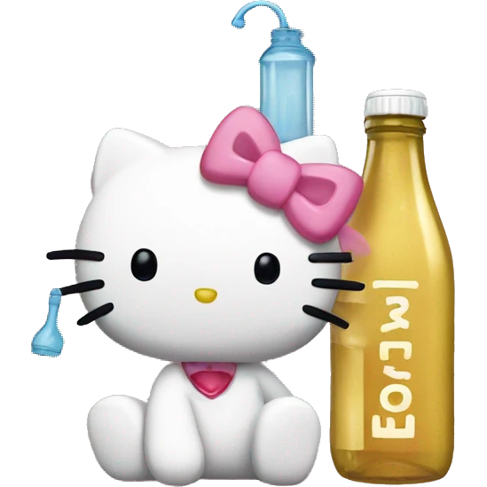 Hello kitty with bottle emoji