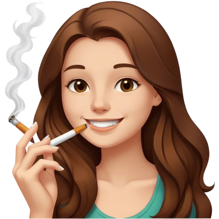smiling girl with long hair smoking a cigarette  emoji
