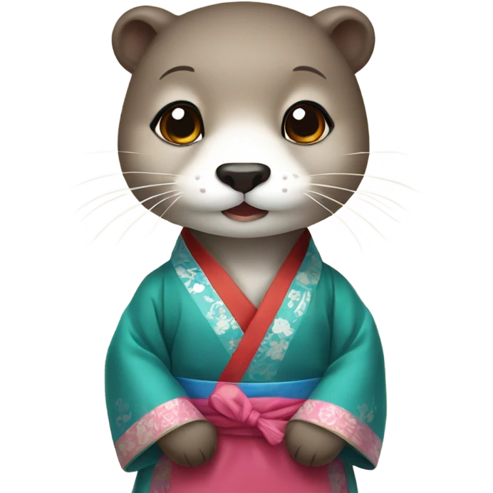 a otter face wearing traditional korean hanbok emoji