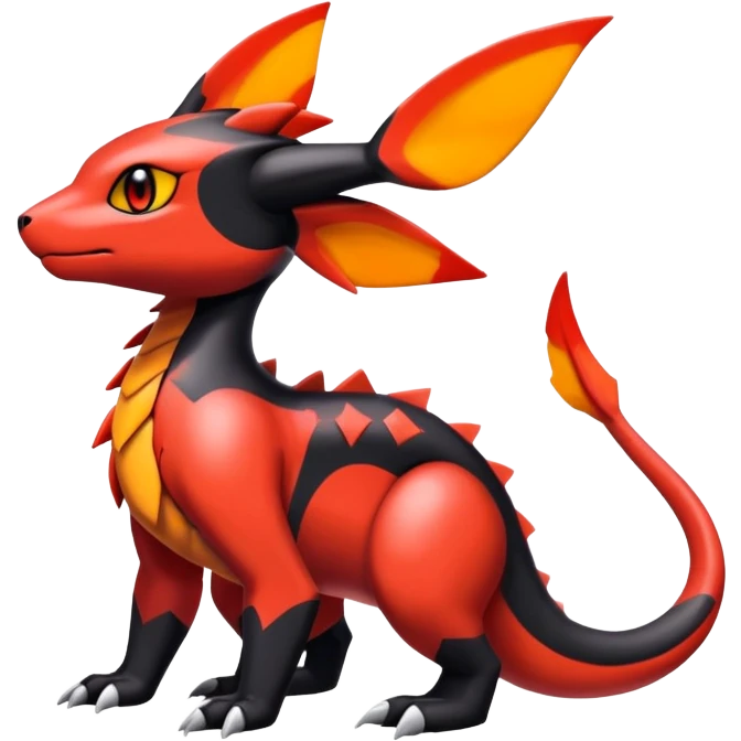 Cute Shiny Guilmon-Salandit-Umbreon-Fakémon-hybrid-creature (full body)  emoji