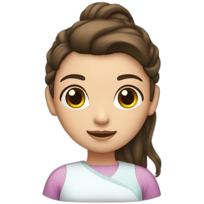 a brunette girl with a ponytail recovering from surgery on her stomach emoji