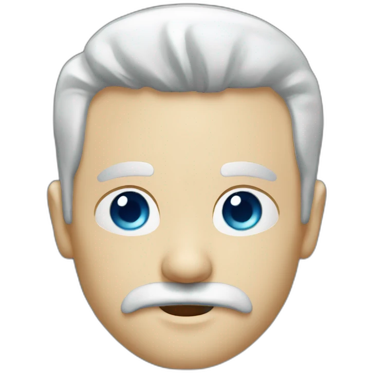 white man with blue eye back hair with mustache plus goatee emoji