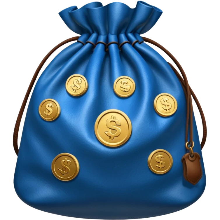 blue coins inside brown money bag emoji