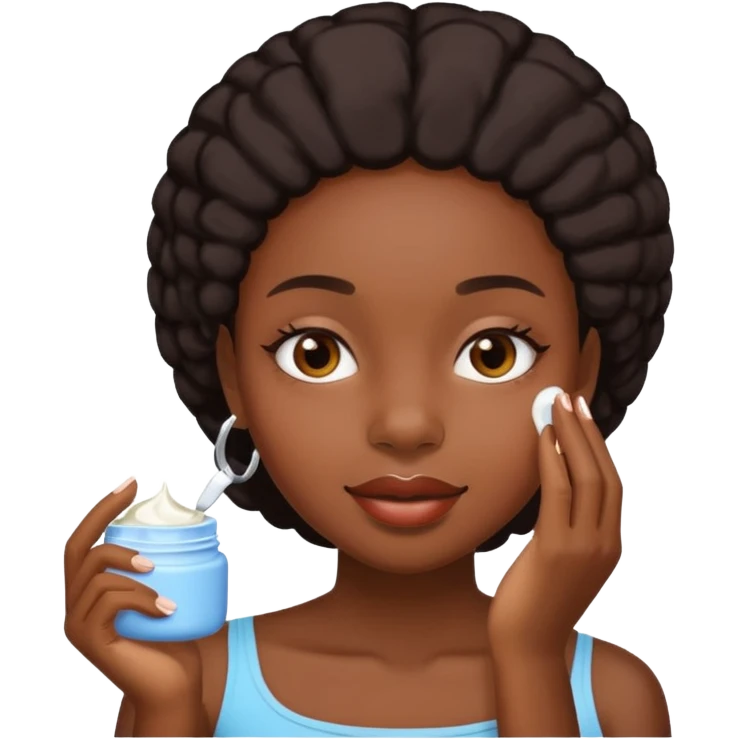 Black girl applying face cream emoji
