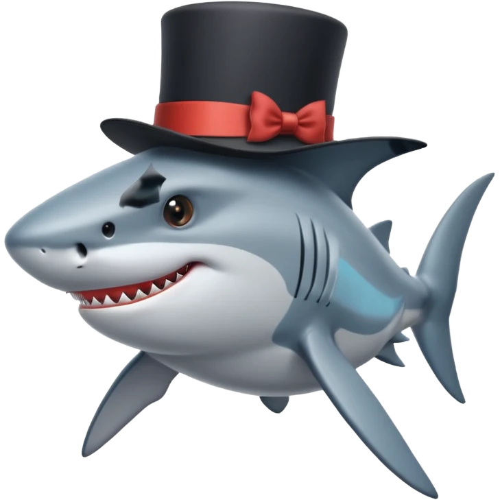 Shark with a top hat emoji