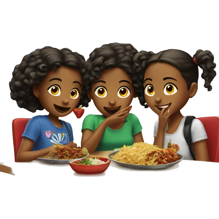 3 girls eating at chilis emoji