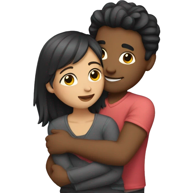 A girl hugs a guy emoji