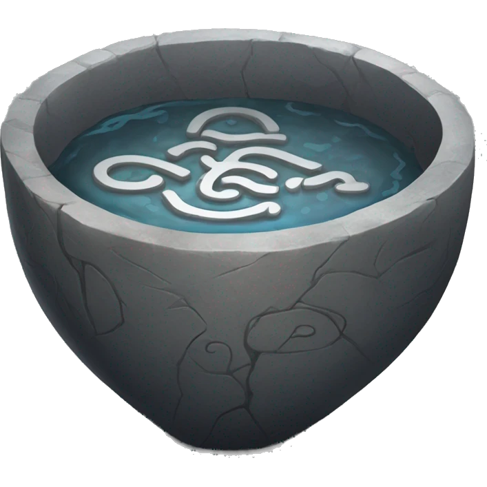 The Pensieve is a wide, shallow stone basin with intricate runes around its edges. It holds a silvery, swirling substance that allows users to view and experience memories in real-time. emoji