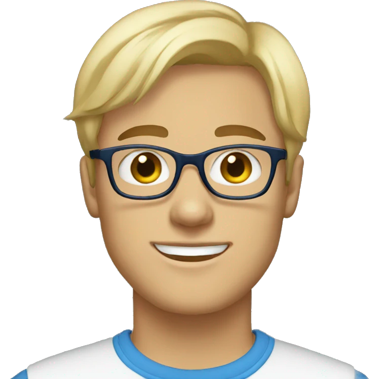 20 year old man blonde hair blue eyes wearing glasses  emoji
