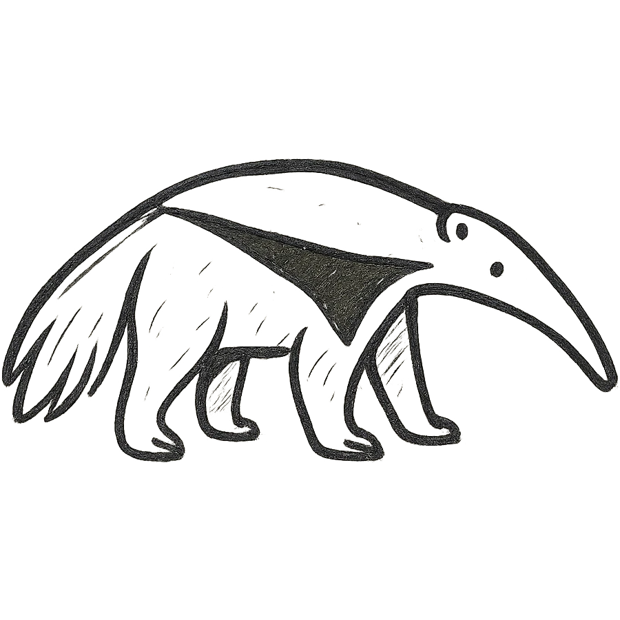 anteater, hand-drawn black outline style emoji